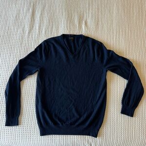 J. Crew Men's Navy V-Neck Wool Blend Sweater